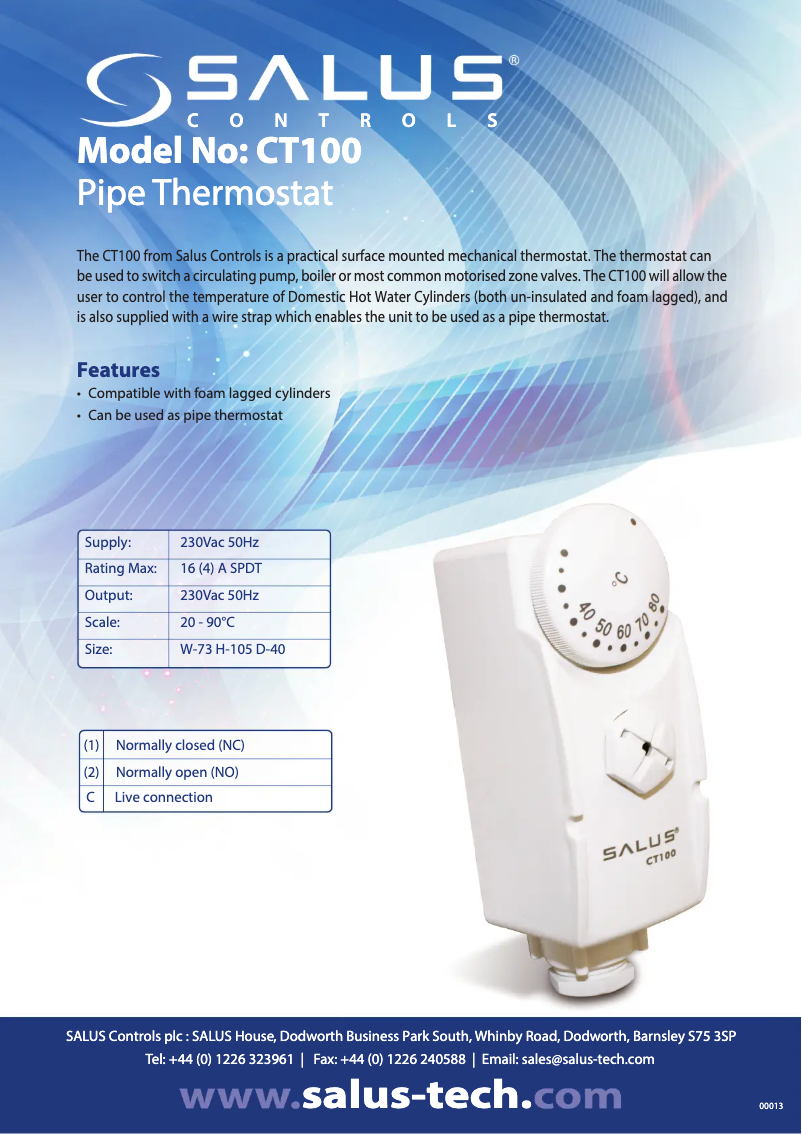 Página 1 del manual Ficha técnica Salus CT100