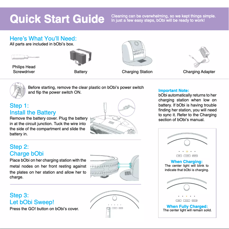 Image de la première page du manuel de l'appareil bObi Pet