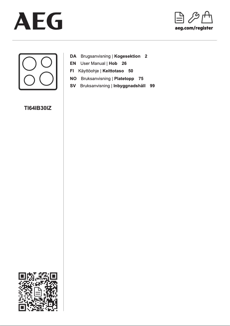 Page 1 de la notice Manuel utilisateur AEG TI64IB30IZ
