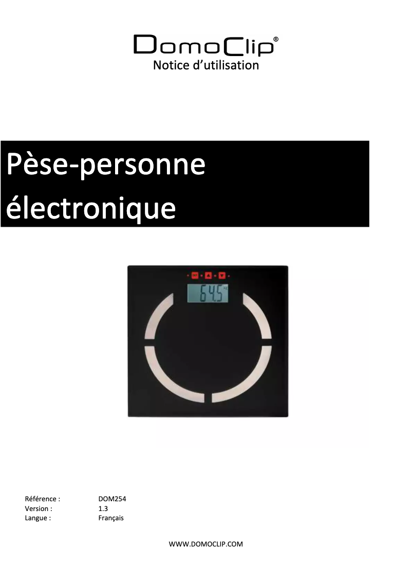 Page n°1 - Manuel utilisateur Domoclip DOM254T