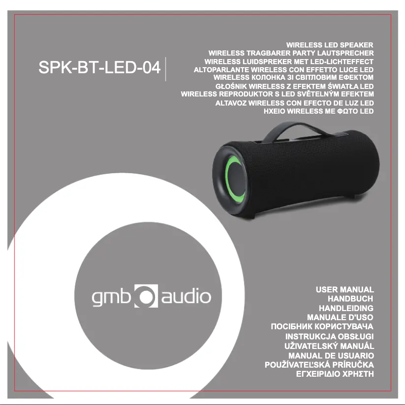 Page n°1 - Manuel utilisateur GMB Audio SPK-BT-LED-04