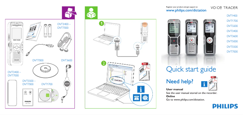 Page 1 de la notice Manuel utilisateur Philips Voice Tracer DVT1400