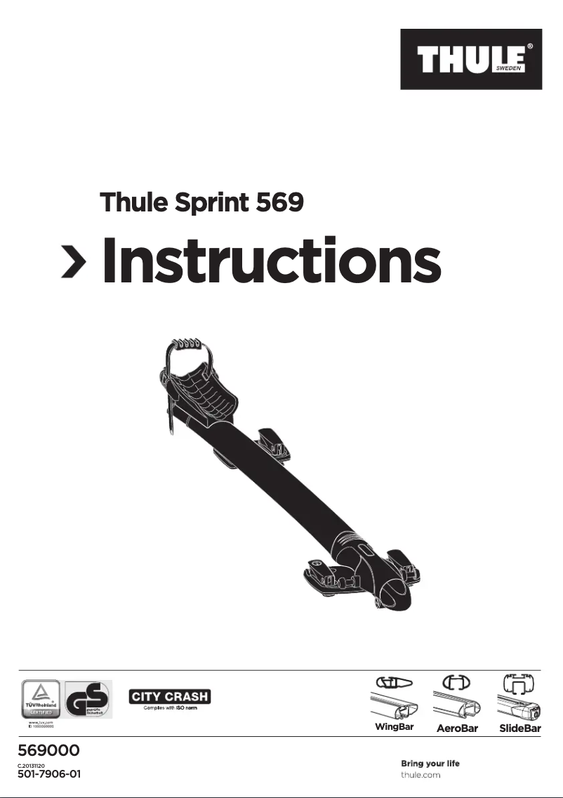 Page 1 de la notice Manuel utilisateur Thule Sprint T-Track 569