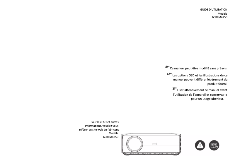 Page 1 de la notice Manuel utilisateur Salora 60BFM4250