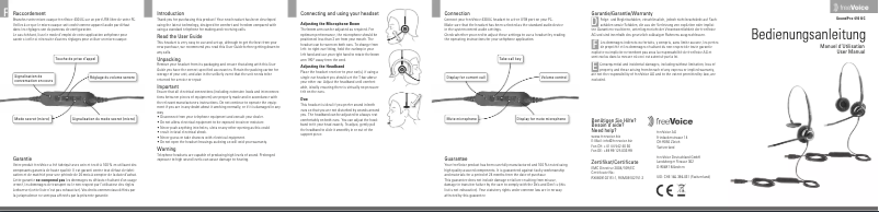 Page 1 de la notice Manuel utilisateur freeVoice SoundPro 410 UC Mono