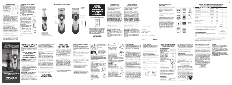 Page 1 de la notice Manuel utilisateur Conair HCT45N