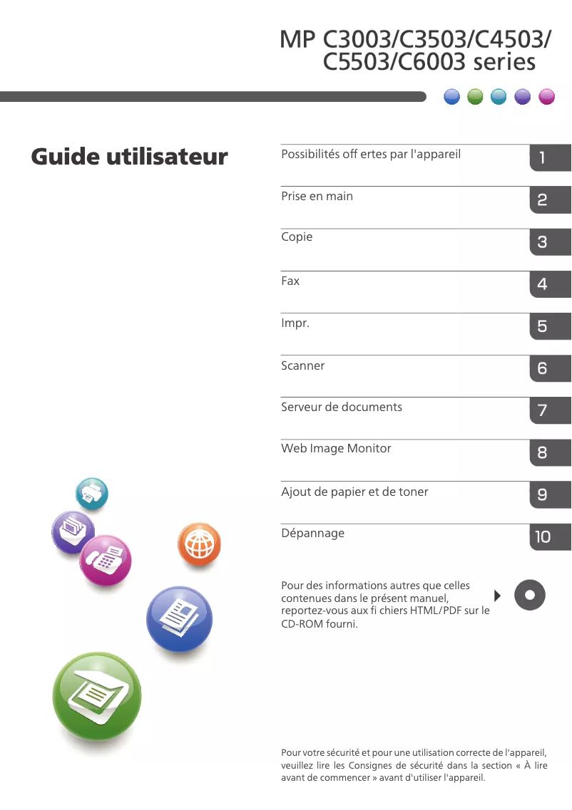 Page 1 de la notice Manuel utilisateur Ricoh Aficio MP C5503