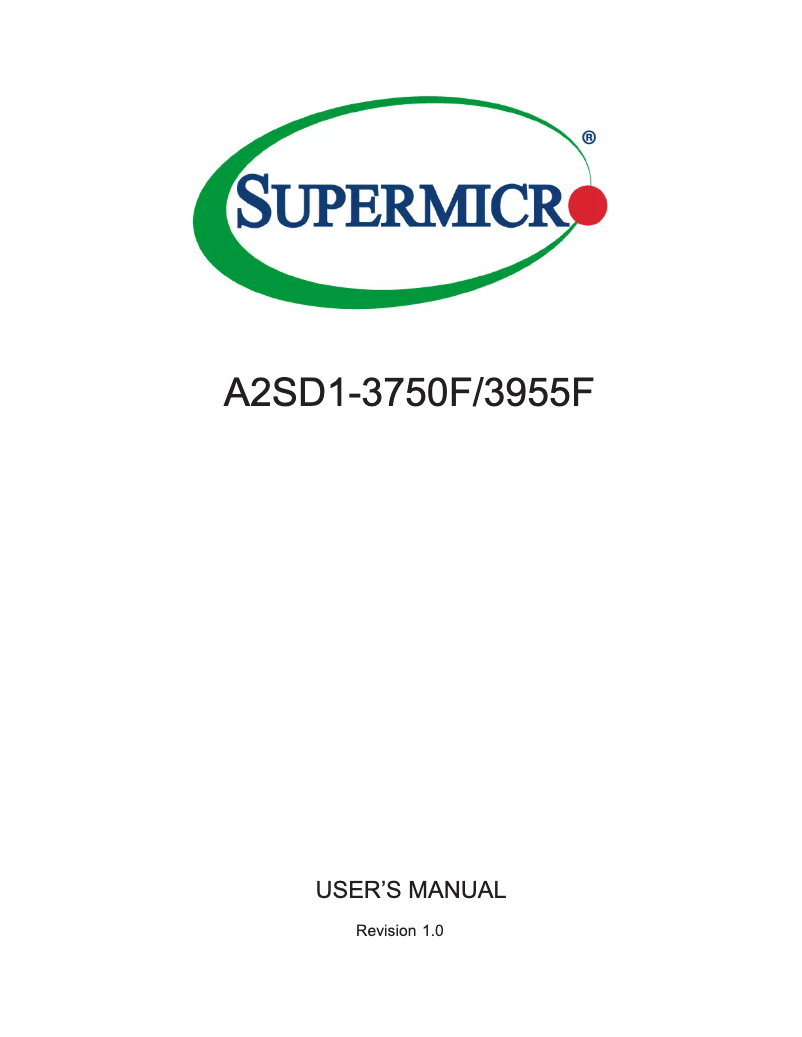Page 1 de la notice Manuel utilisateur Supermicro A2SD1-3750F