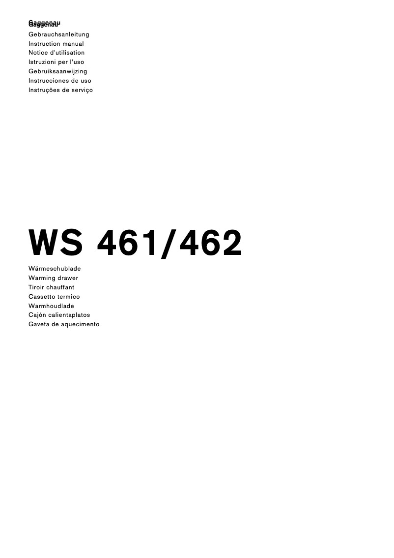 Page 1 de la notice Manuel utilisateur Gaggenau WS462110