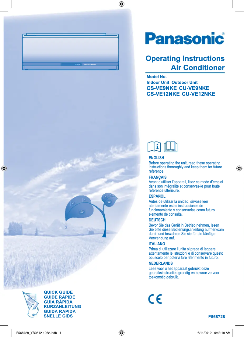 Page 1 de la notice Manuel utilisateur Panasonic CS-VE12NKE