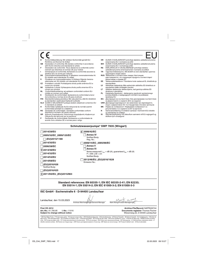 Imagen de la primera página del manual del dispositivo SWP 7835