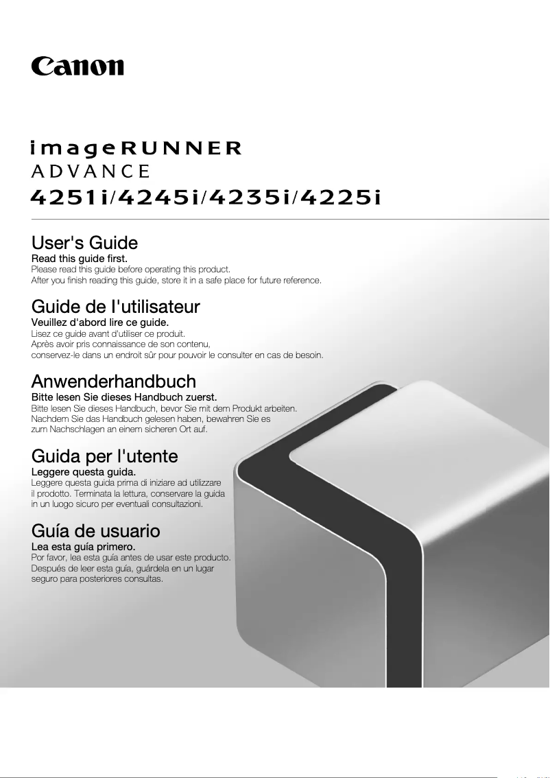 Image de la première page du manuel de l'appareil imageRUNNER ADVANCE 4245i