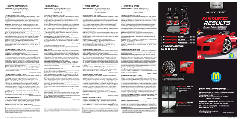 Page 1 de la notice Manuel utilisateur Platinum Fantastic Results