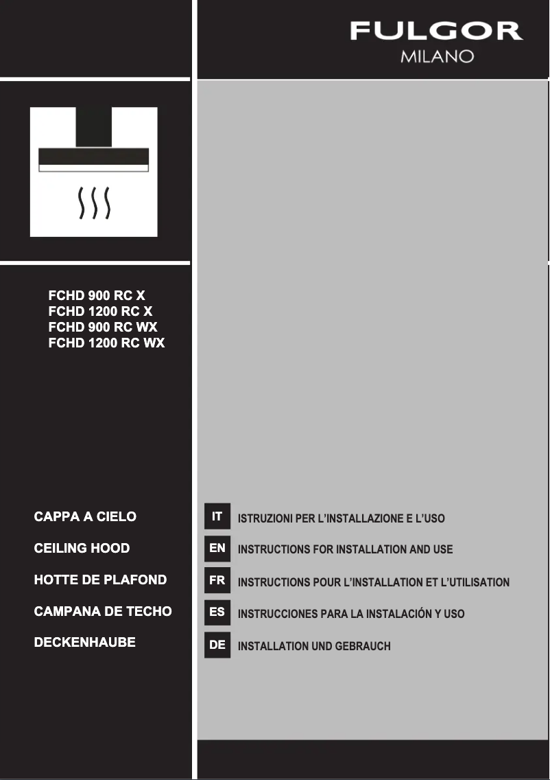 Page 1 of the manual Installation Guide Fulgor Milano FCHD 900 RC X