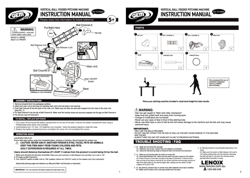 Page n°1 - Manuel utilisateur Gem Toys CP100