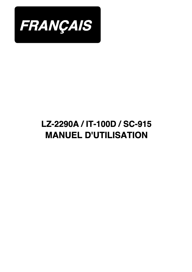 Page n°1 - Manuel utilisateur Juki LZ-2290A
