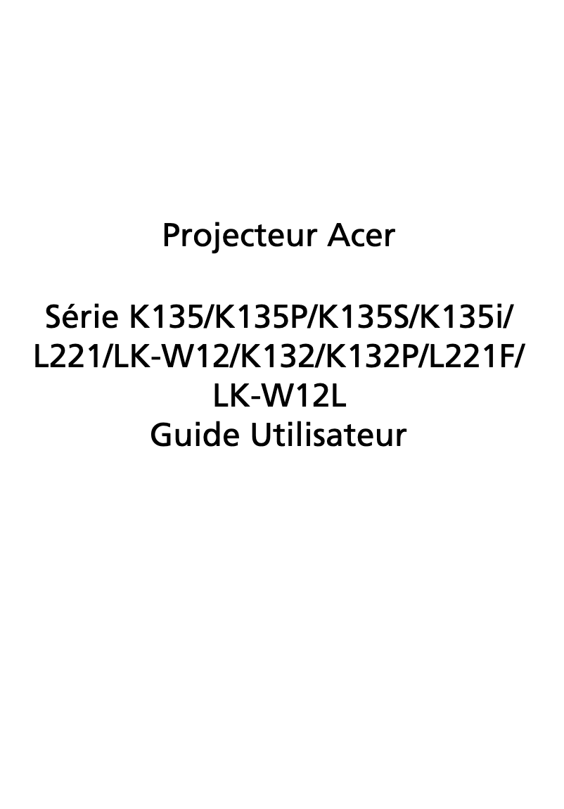 Image de la première page du manuel de l'appareil K135i