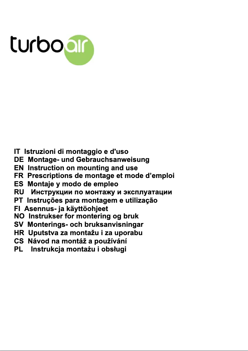 Page n°1 - Manuel utilisateur Turbo air Ticino LUX/IX/A/90