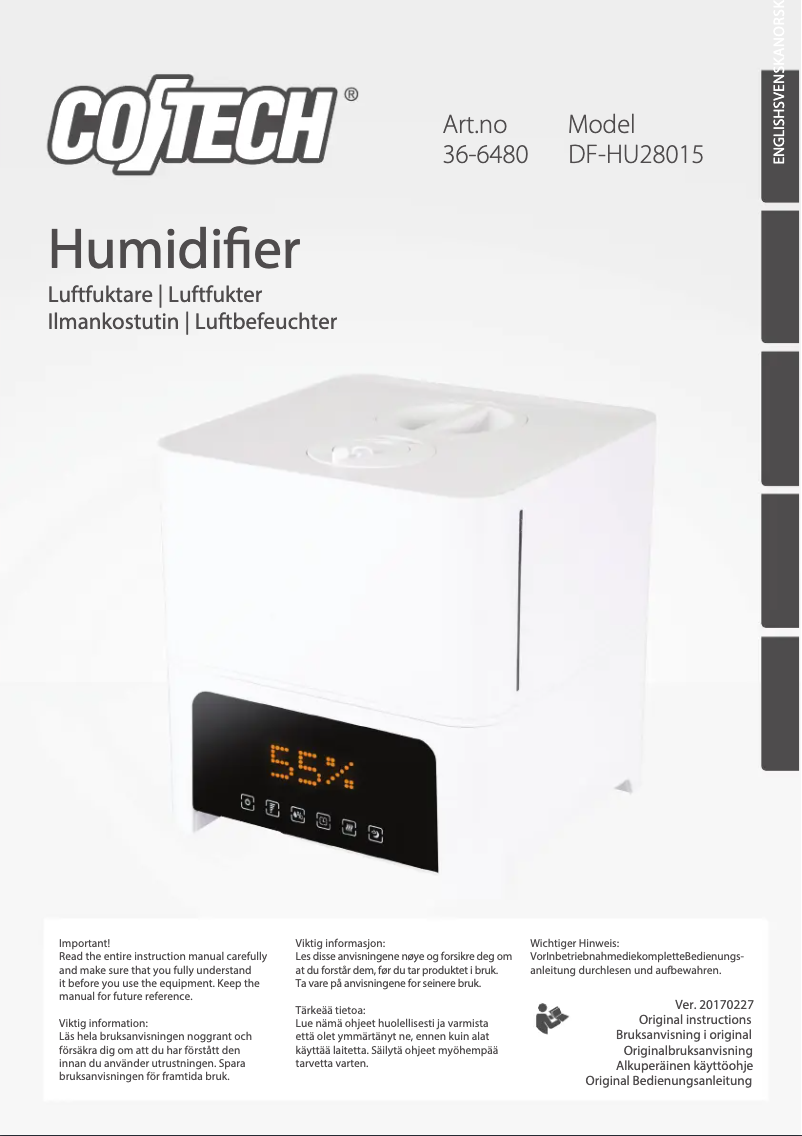 Page n°1 - Manuel utilisateur Cotech DF-HU28015