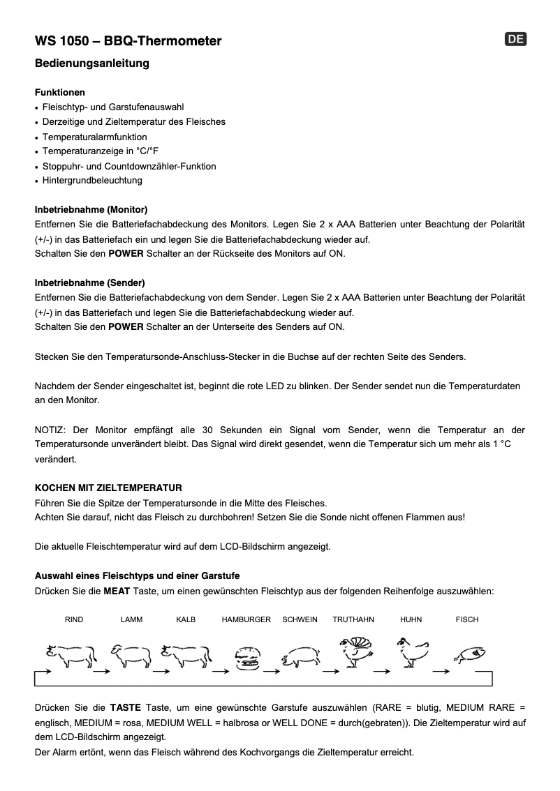 Image de la première page du manuel de l'appareil WS 1050