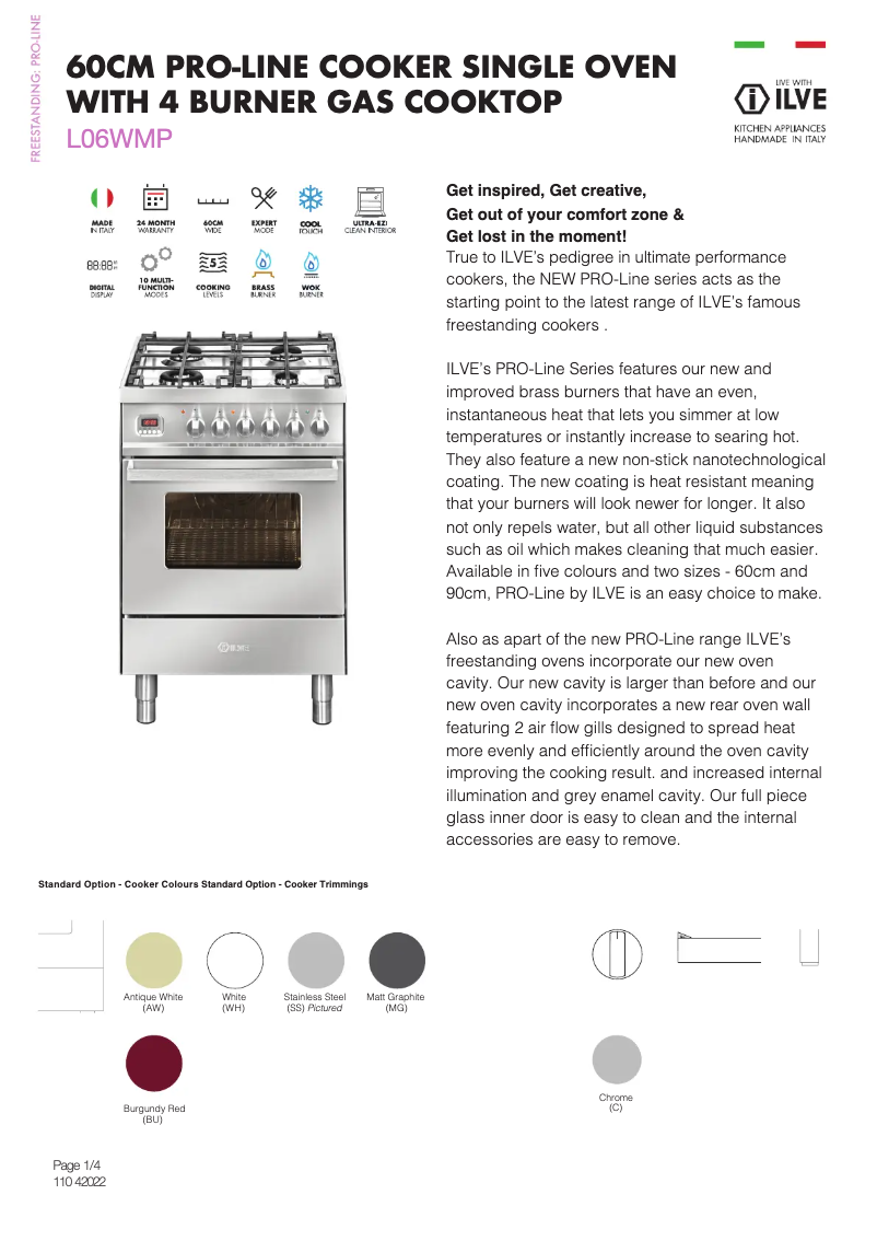 Page n°1 - Fiche technique Ilve L06WMP