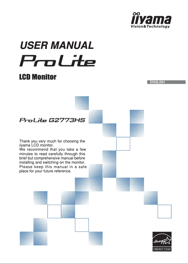 Page 1 de la notice Manuel utilisateur Iiyama ProLite G2773HS-1