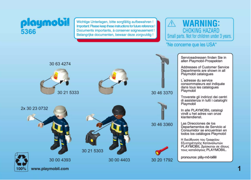 Page n°1 - Manuel utilisateur Playmobil City Action Fire Rescue Crew 5366