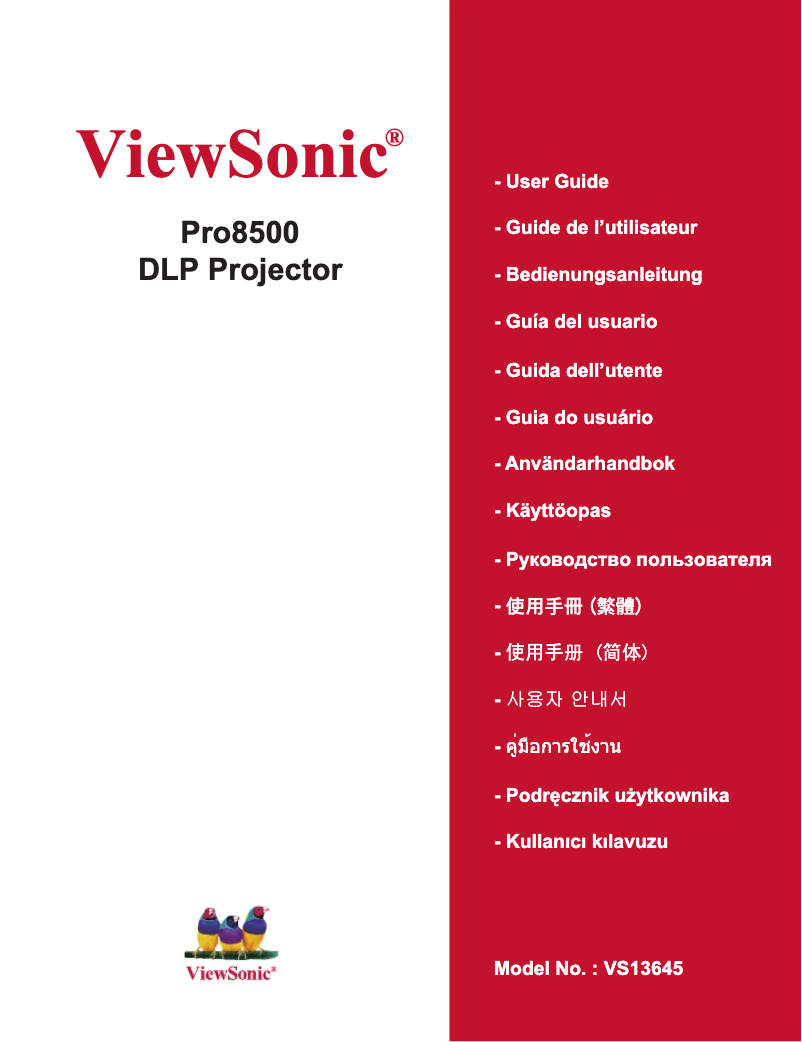 Page n°1 - Manuel utilisateur Viewsonic PRO8500