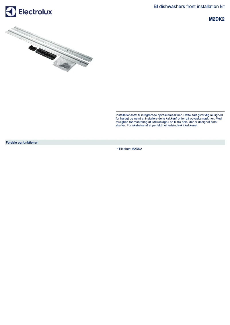 Page 1 de la notice Fiche technique Zanussi M2DK2
