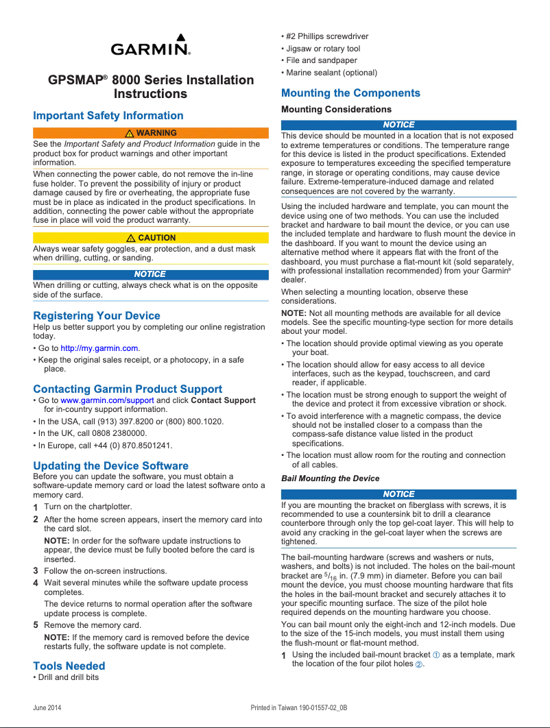 Page n°1 - Manuel utilisateur Garmin GPSMAP 8000