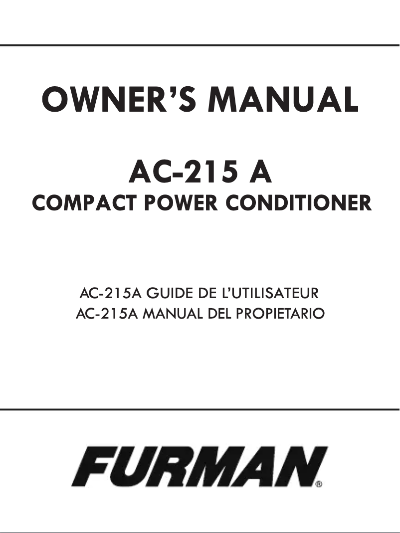Página 1 del manual Manual de usuario Furman AC-215A