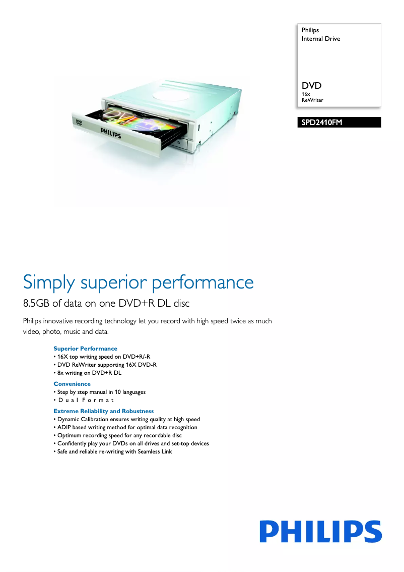 Page 1 de la notice Brochure Philips SPD2410FM
