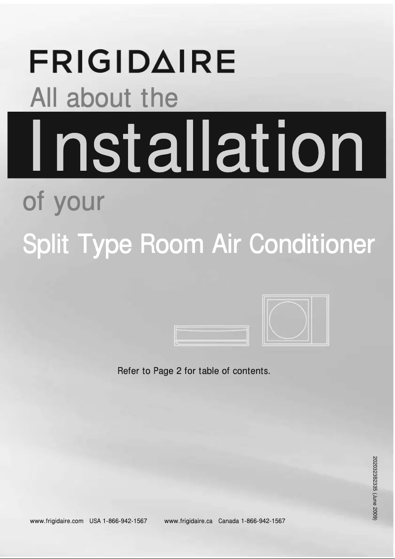 Page n°1 - Guide d'installation Frigidaire FFHP093WS2