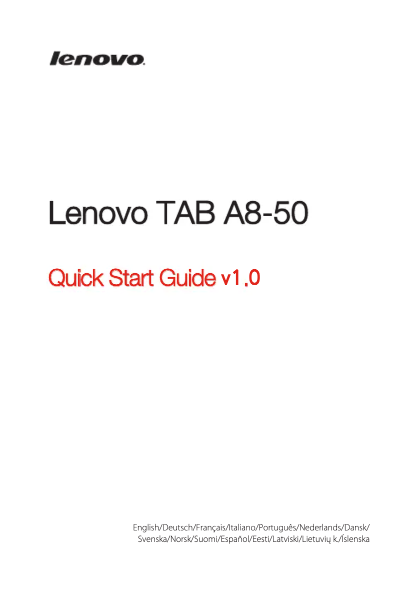 Page n°1 - Manuel utilisateur Lenovo Tab A8-50
