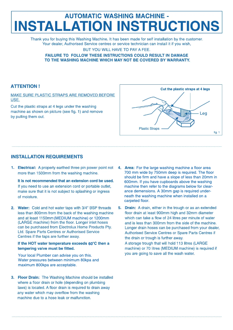 Page 1 de la notice Guide d'installation Westinghouse WWT1184C7WA