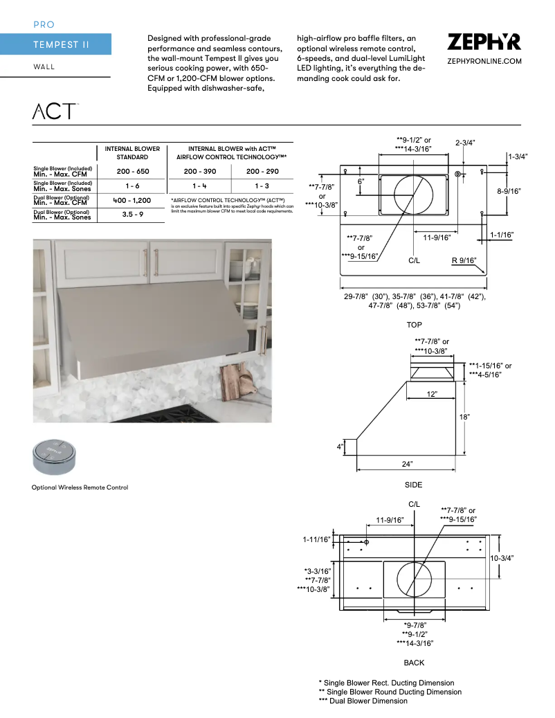 Page 1 de la notice Fiche technique Zephyr Tempest II AK7554CS