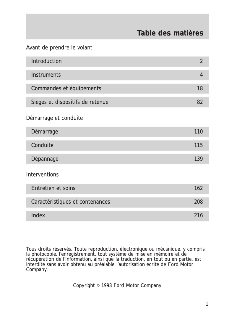 Page n°1 - Manuel utilisateur Lincoln Navigator (1999)