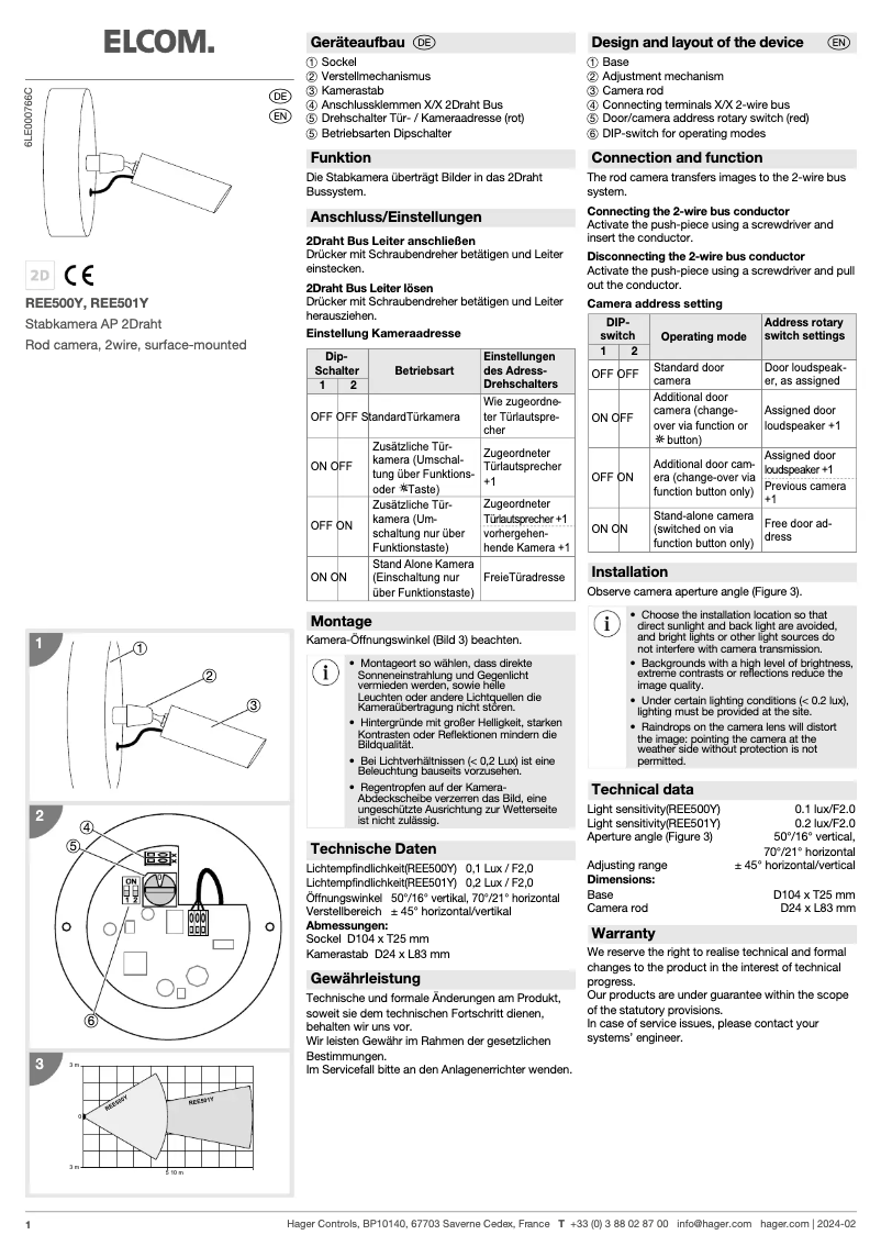 Page 1 de la notice Guide d'installation Hager REE500X