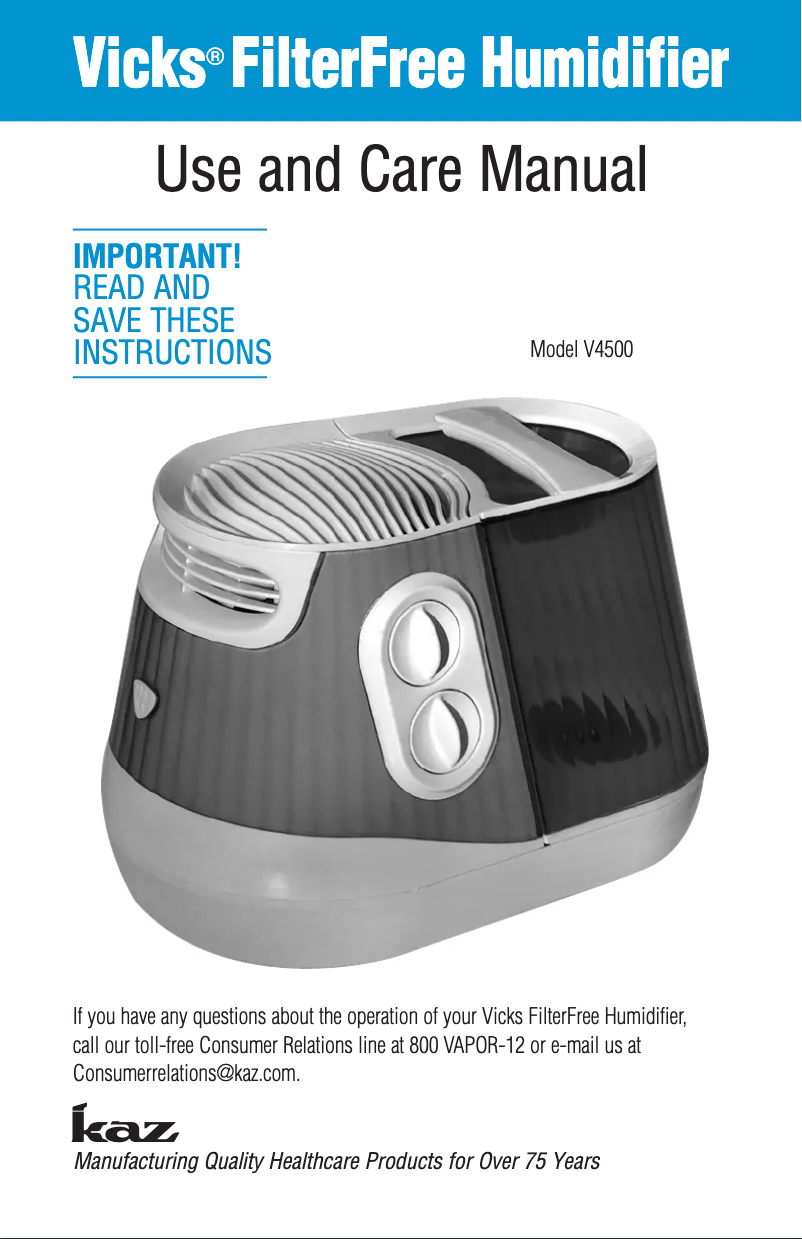 Page n°1 - Manuel utilisateur Vicks V4500