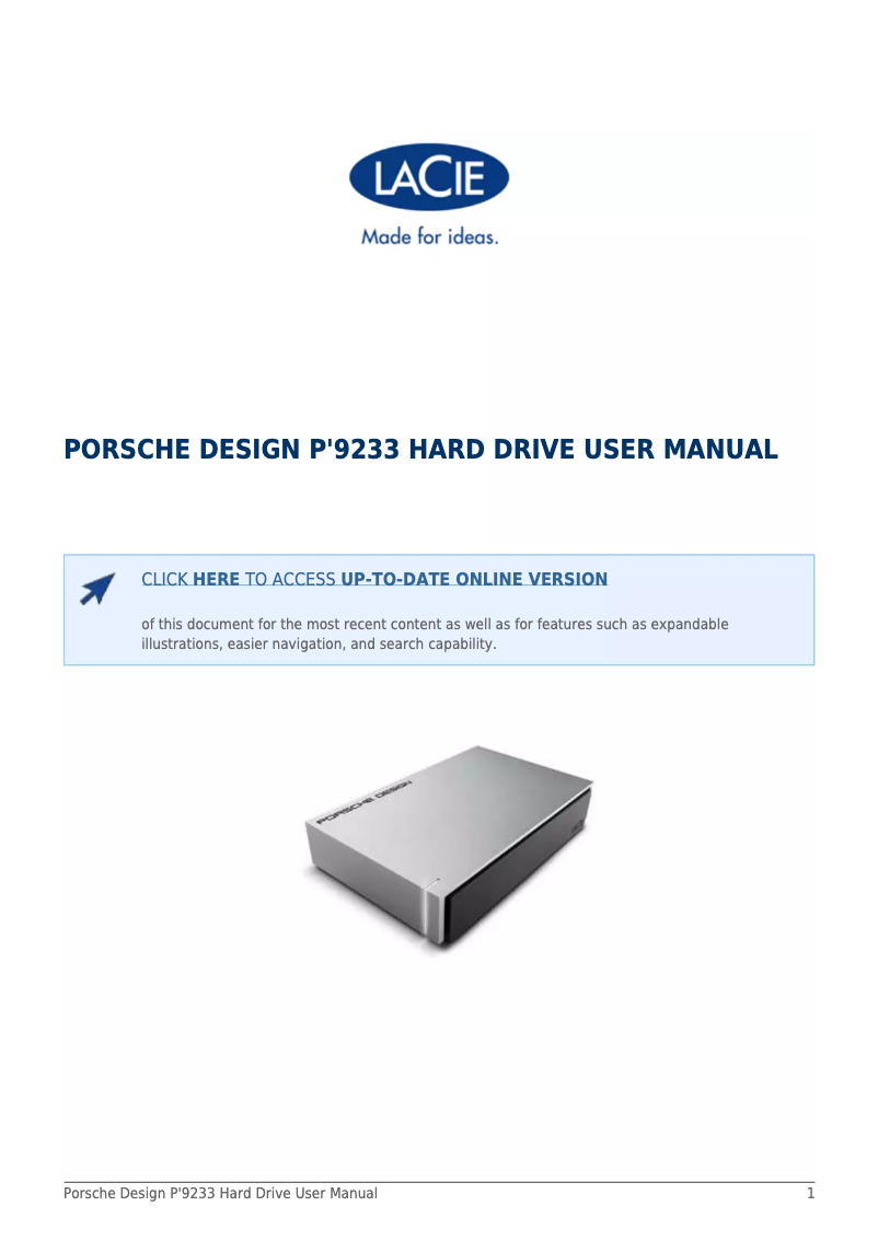Image de la première page du manuel de l'appareil Porsche Design Desktop