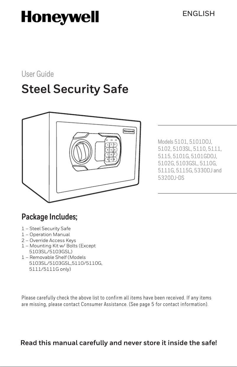 Page 1 de la notice Manuel utilisateur Honeywell 5110