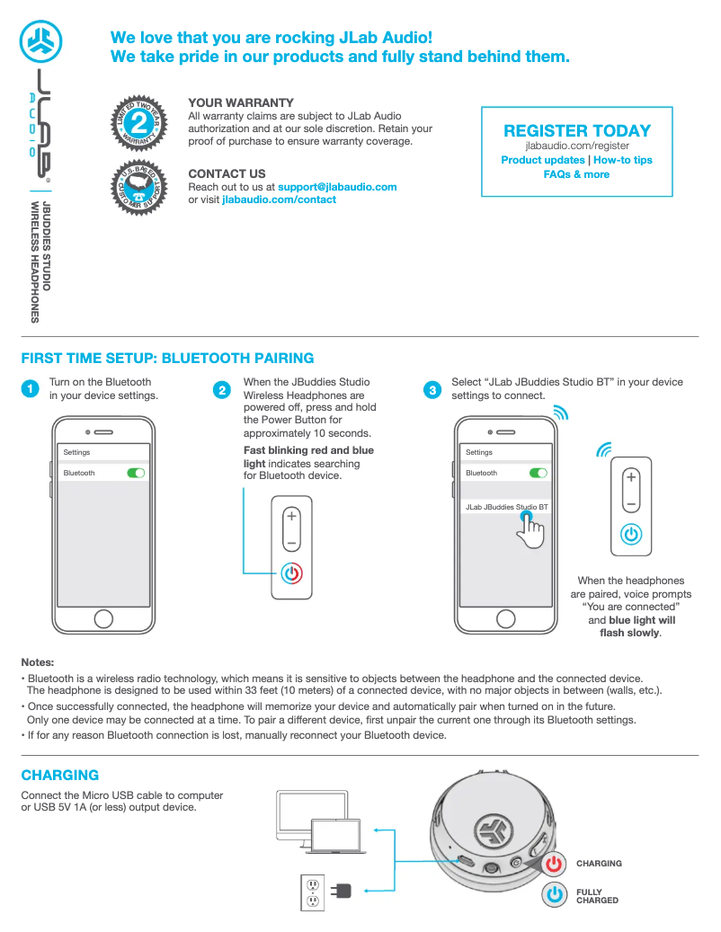 Image de la première page du manuel de l'appareil JBuddies Studio Wireless