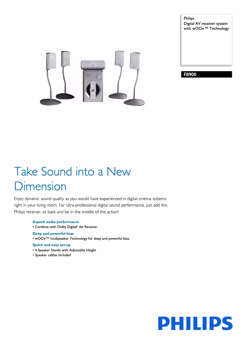 Page 1 de la notice Brochure Philips FB900