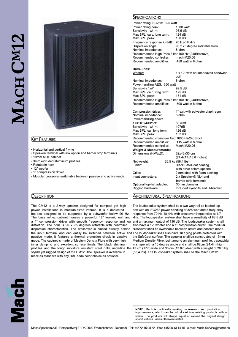 Page n°1 - Fiche technique Martin CM12