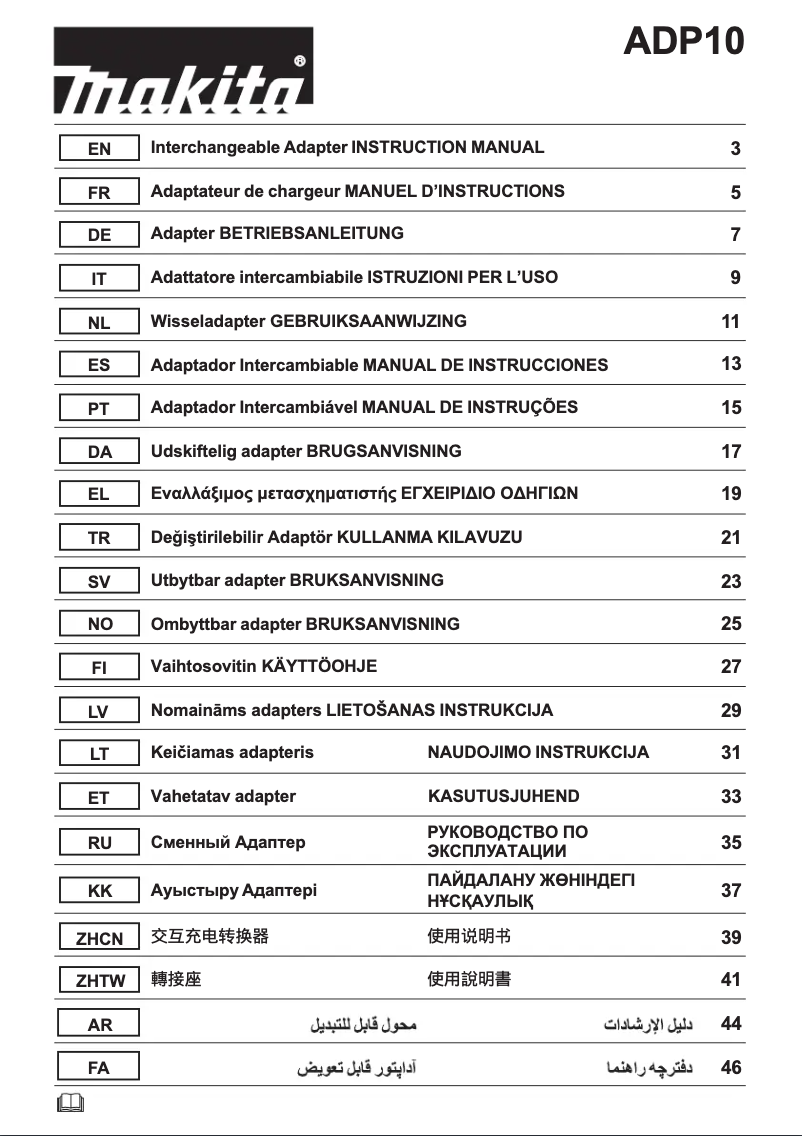 Page n°1 - Manuel utilisateur Makita ADP10