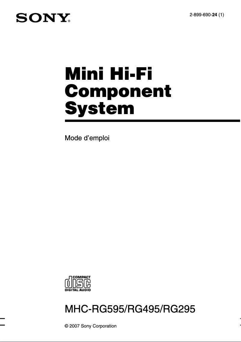 Image de la première page du manuel de l'appareil MHC-RG595