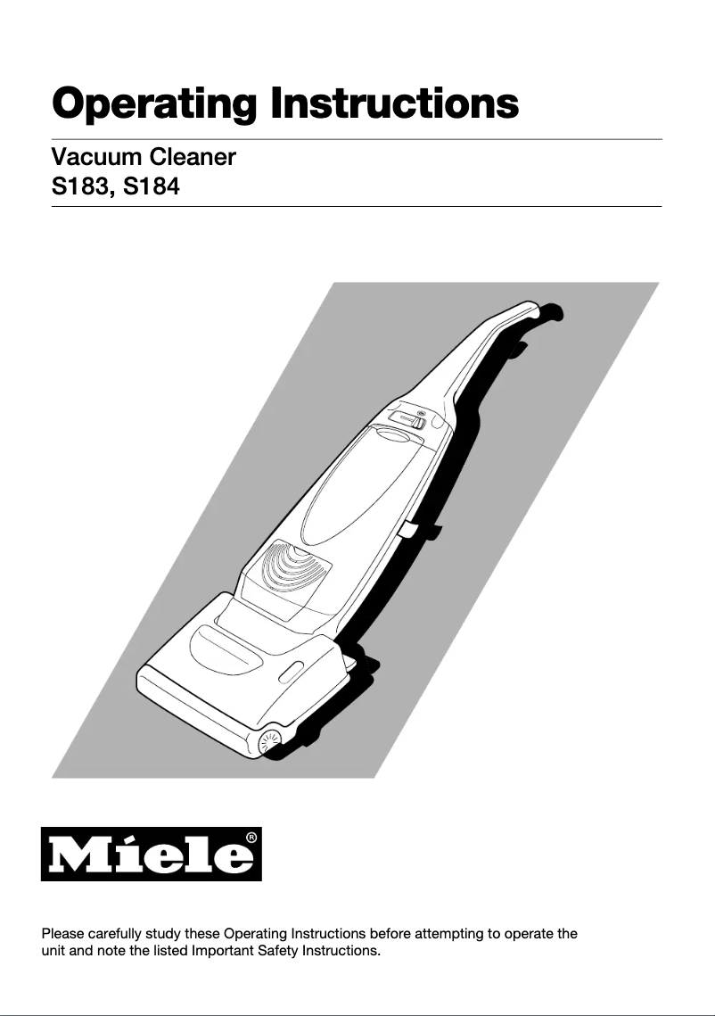 Page 1 of the manual User Manual Miele S 184