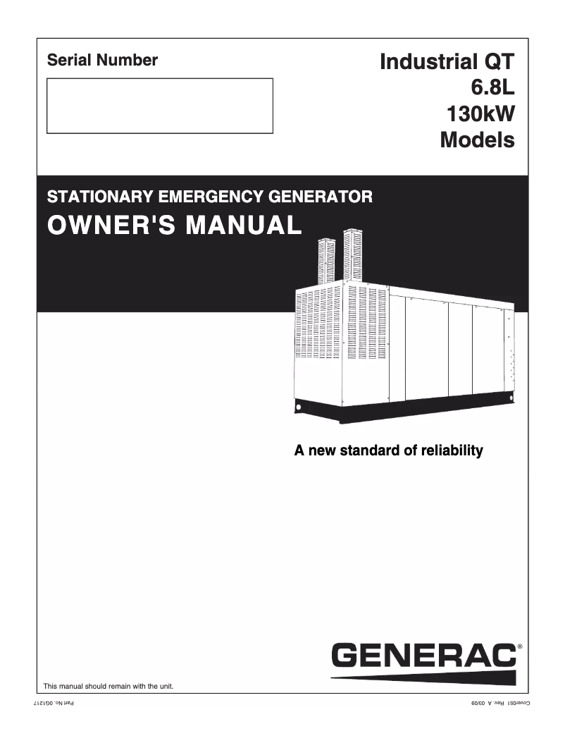 Page n°1 - Manuel utilisateur Generac QT13068KVSNA