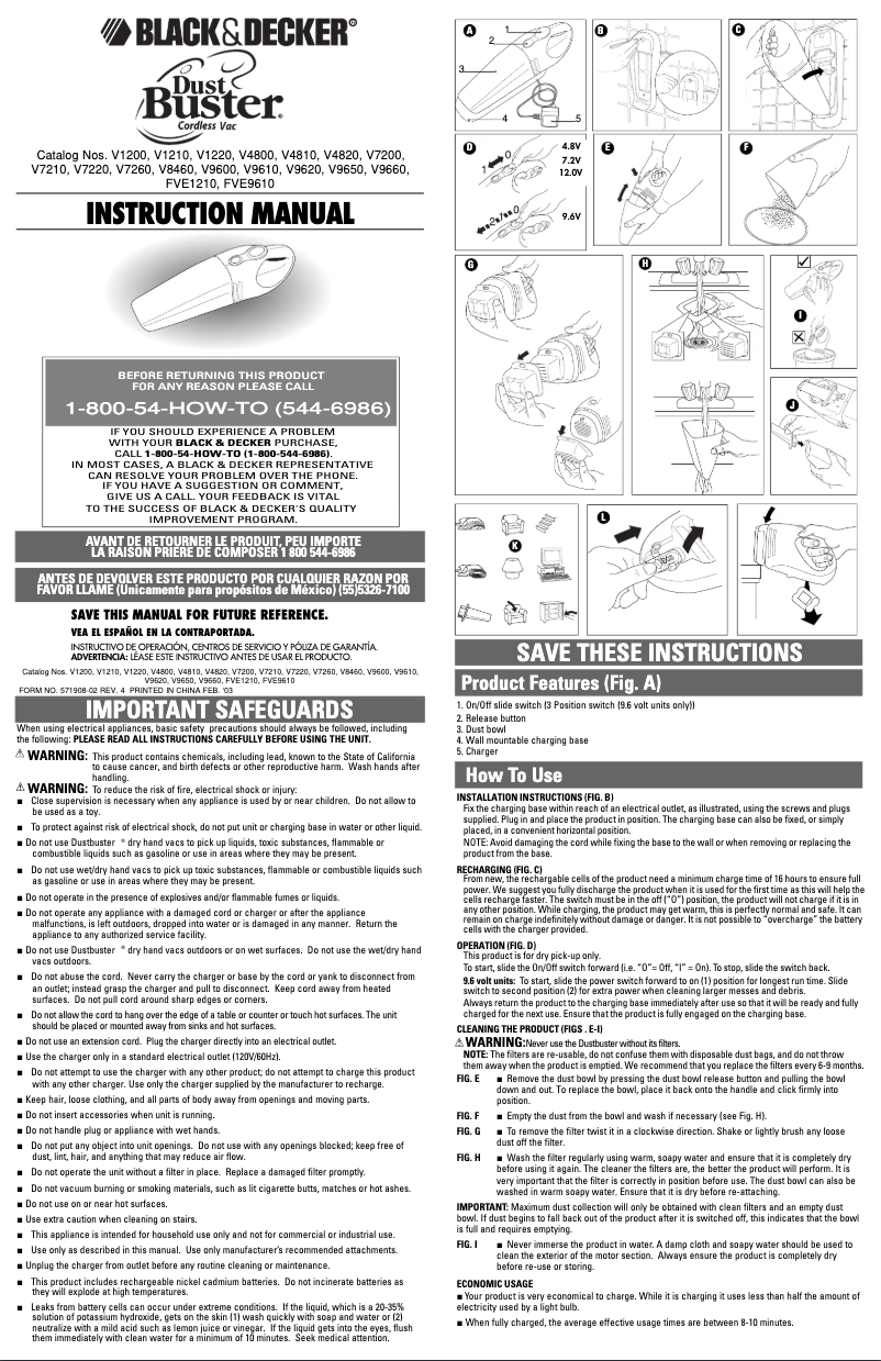 Page n°1 - Manuel utilisateur Black & Decker Dustbuster V7220
