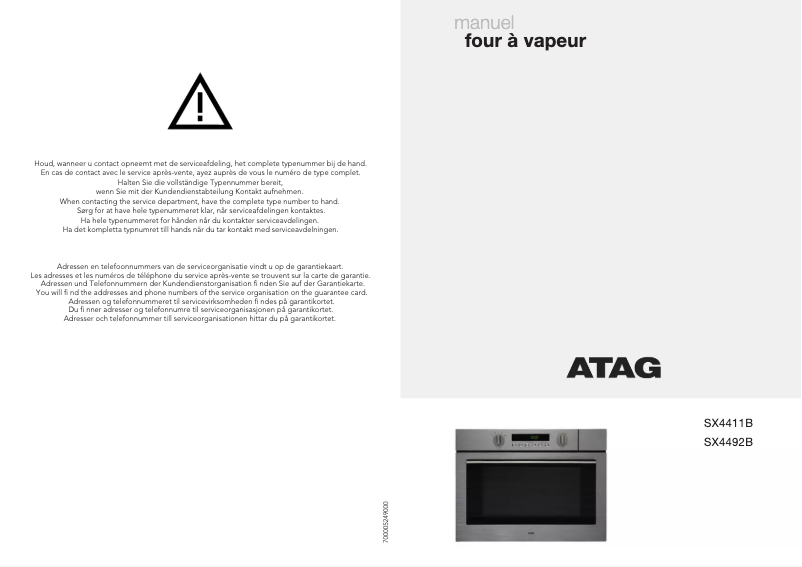 Page 1 de la notice Manuel utilisateur Atag SX4411B